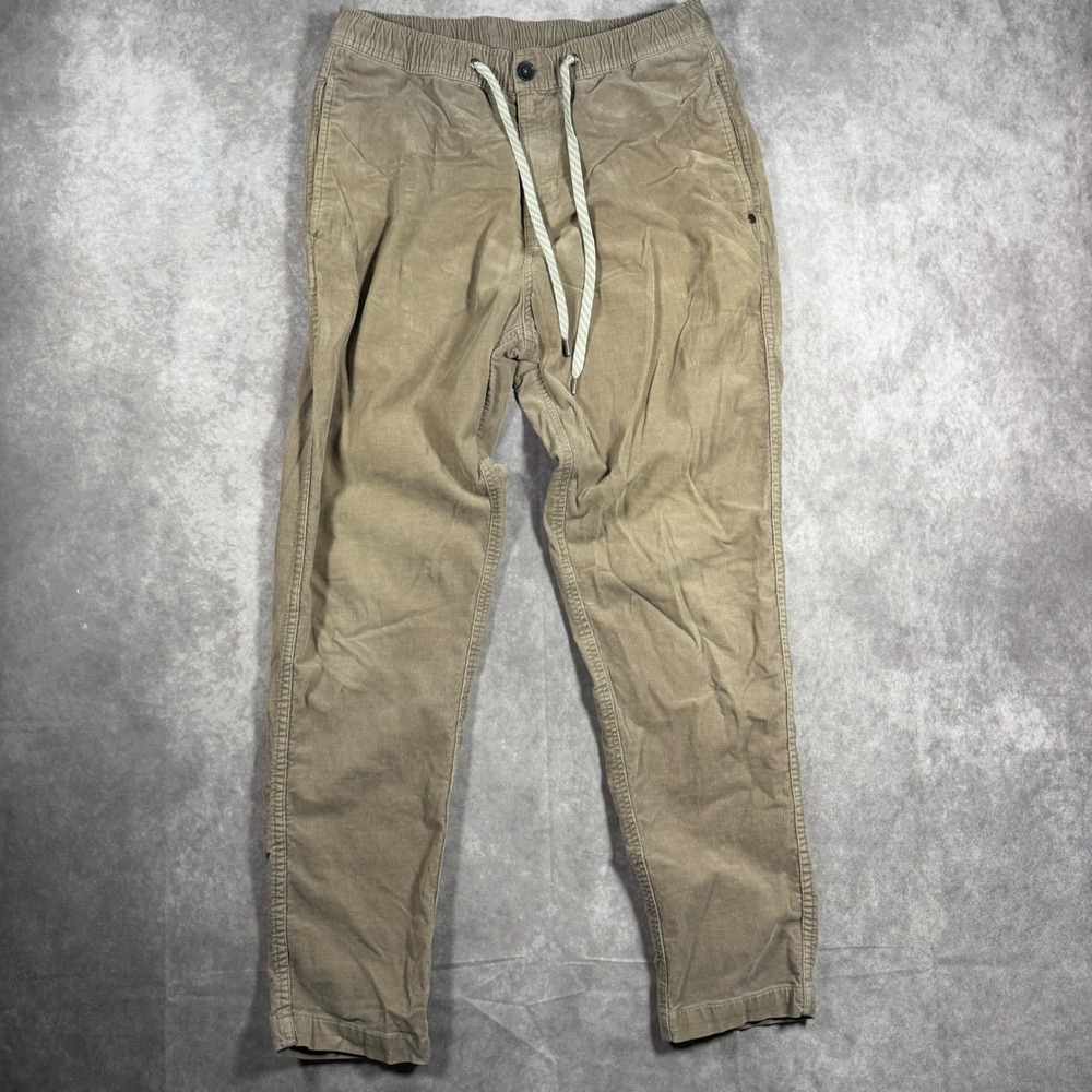 Vuori Women Corduroy Drawstring Pants Tan Size M Elastic Waist Tapered Leg